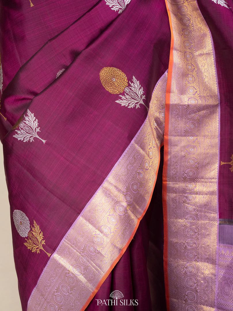 Purple with lavender kanjivaram silk saree