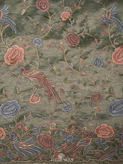 Mint green tissue organza saree