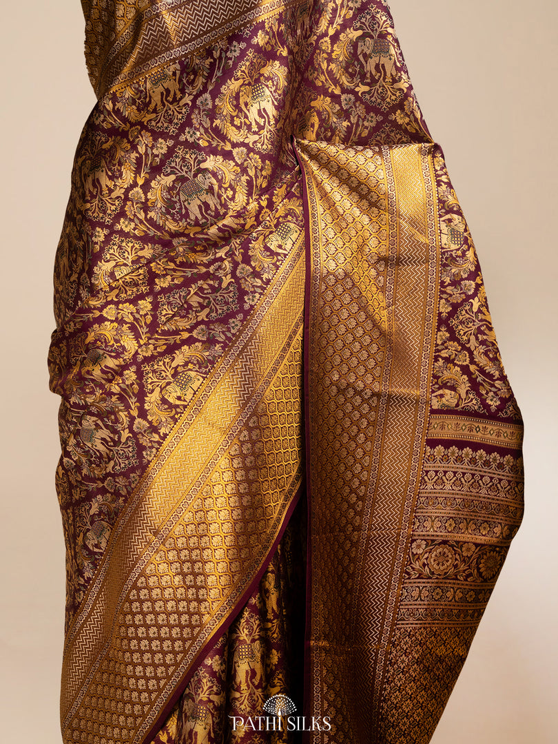 Purple Brocade Kanjivaram Silk Saree