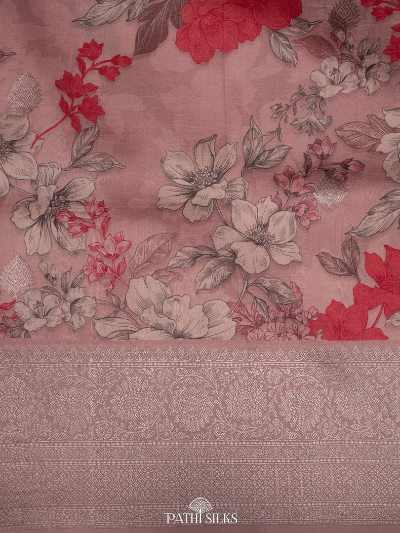 Light peach Handwoven tussar with satin border