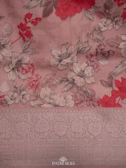 Light peach Handwoven tussar with satin border