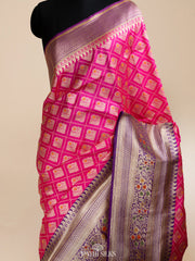 Fuchsia Pink and purple Banarasi silk saree