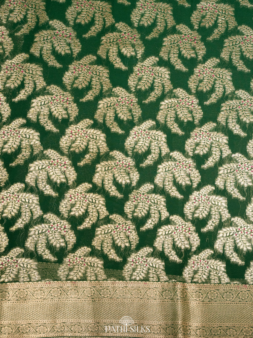 Green georgette saree