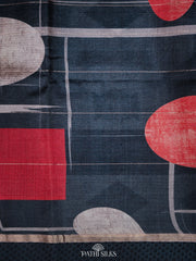 Black Handwoven printed tussar