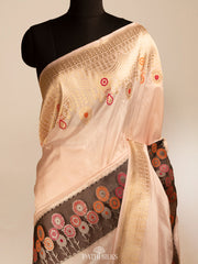 Baby pink banarasi silk saree