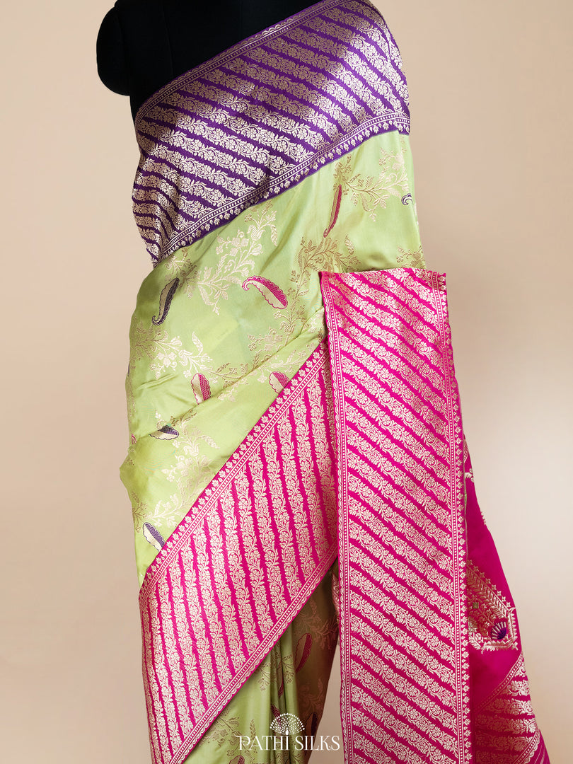 Pista green Banarasi Silk Saree