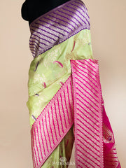 Pista green Banarasi Silk Saree