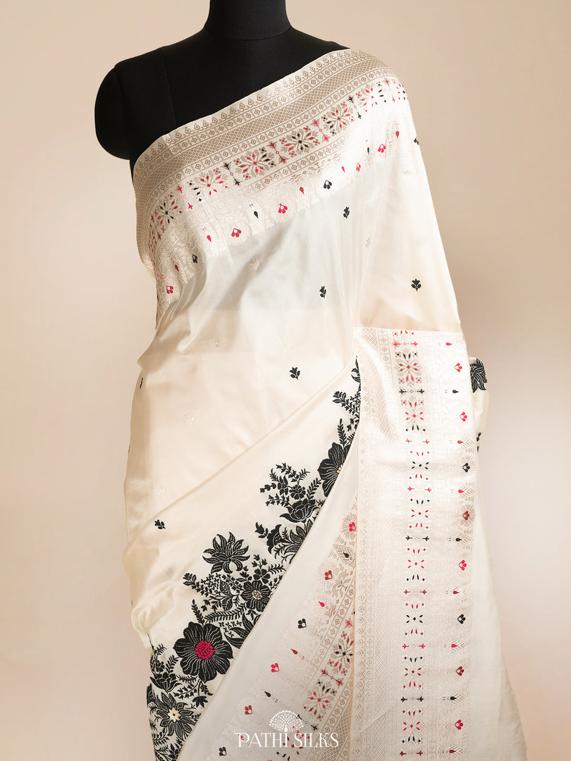 White banarasi silk saree