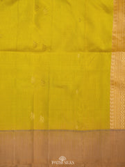 Lime green and beige Soft Silk saree