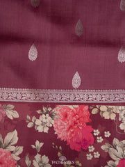 Burgandy Handwoven tussar with satin border