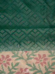Dark green with beige Soft Silk saree