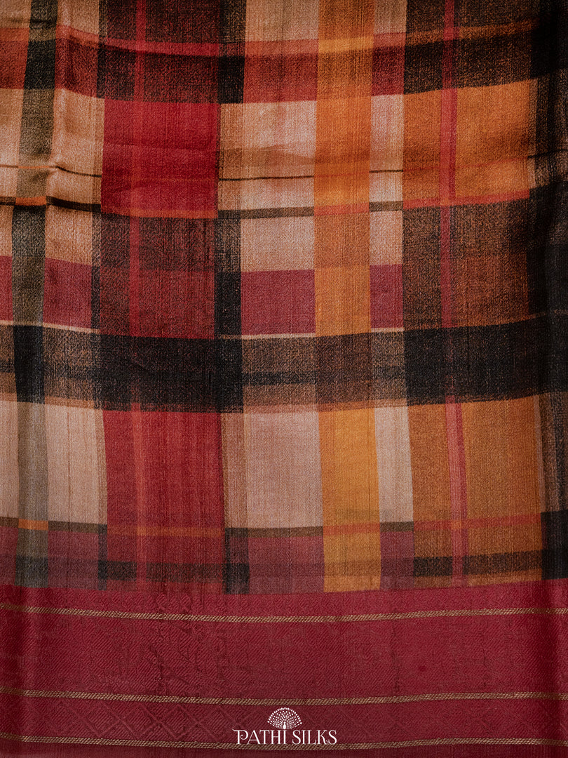 Multicolour Handwoven printed tussar