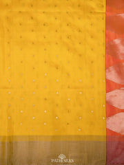 Lime yellow sun rise orange Soft Silk saree