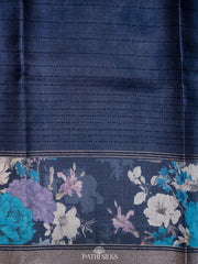Indigo Blue Handwoven printed tussar