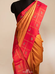 Orange with Rani Pink Kanjivaram silk saree