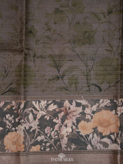 Olive green Handwoven printed tussar