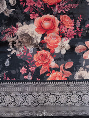 Black Handwoven tussar with satin border