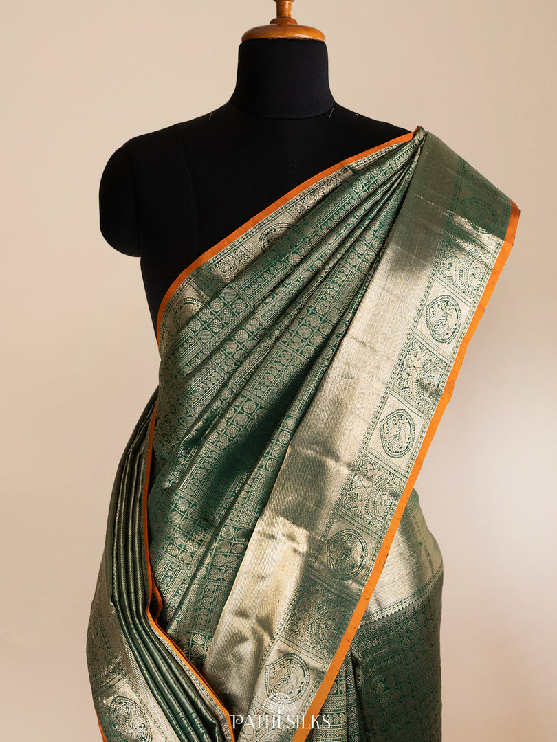 Bottle Green Kanjivaram Silk Saree