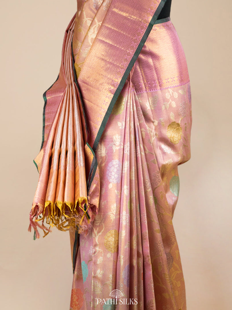Pastel Pink Kanjivaram Tissue Silk Saree