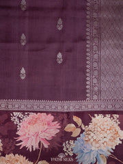 Wine Handwoven tussar with satin border