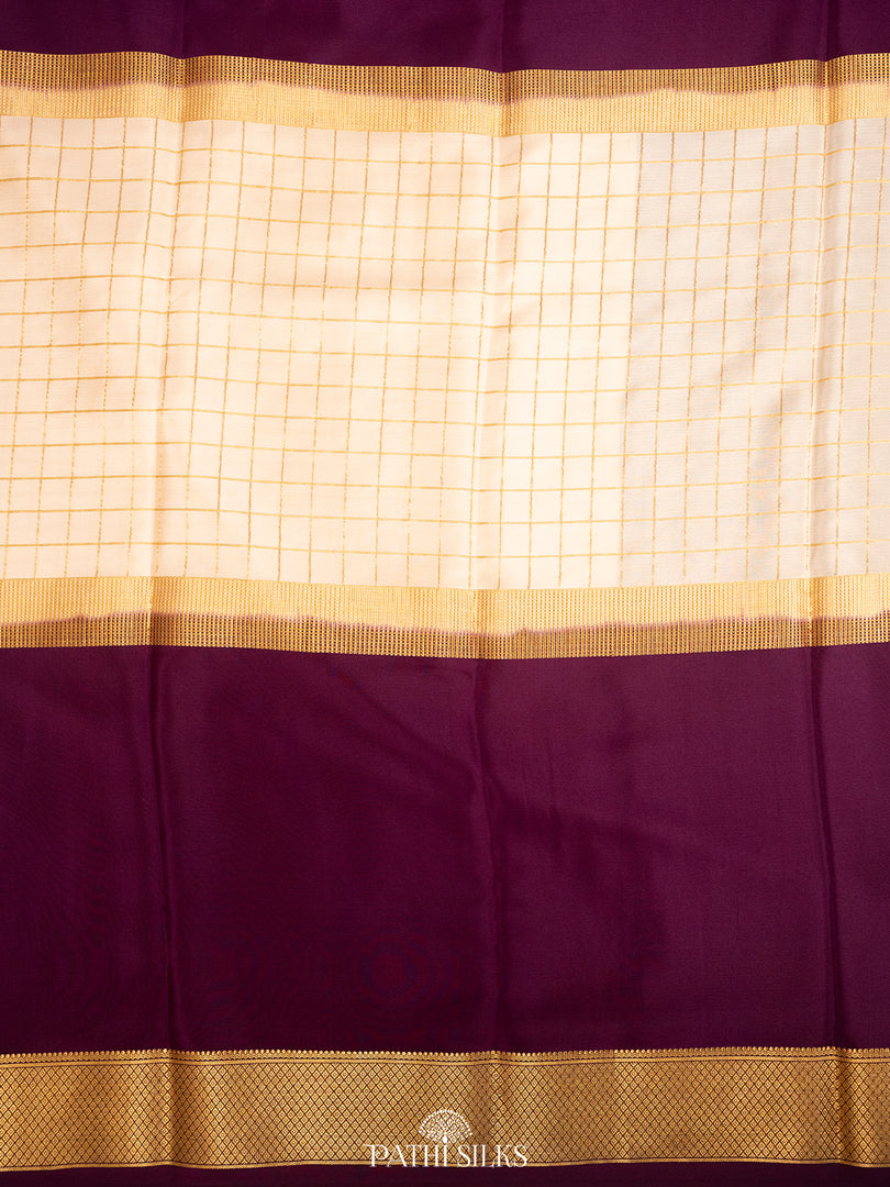 Purple Mysore crepe saree