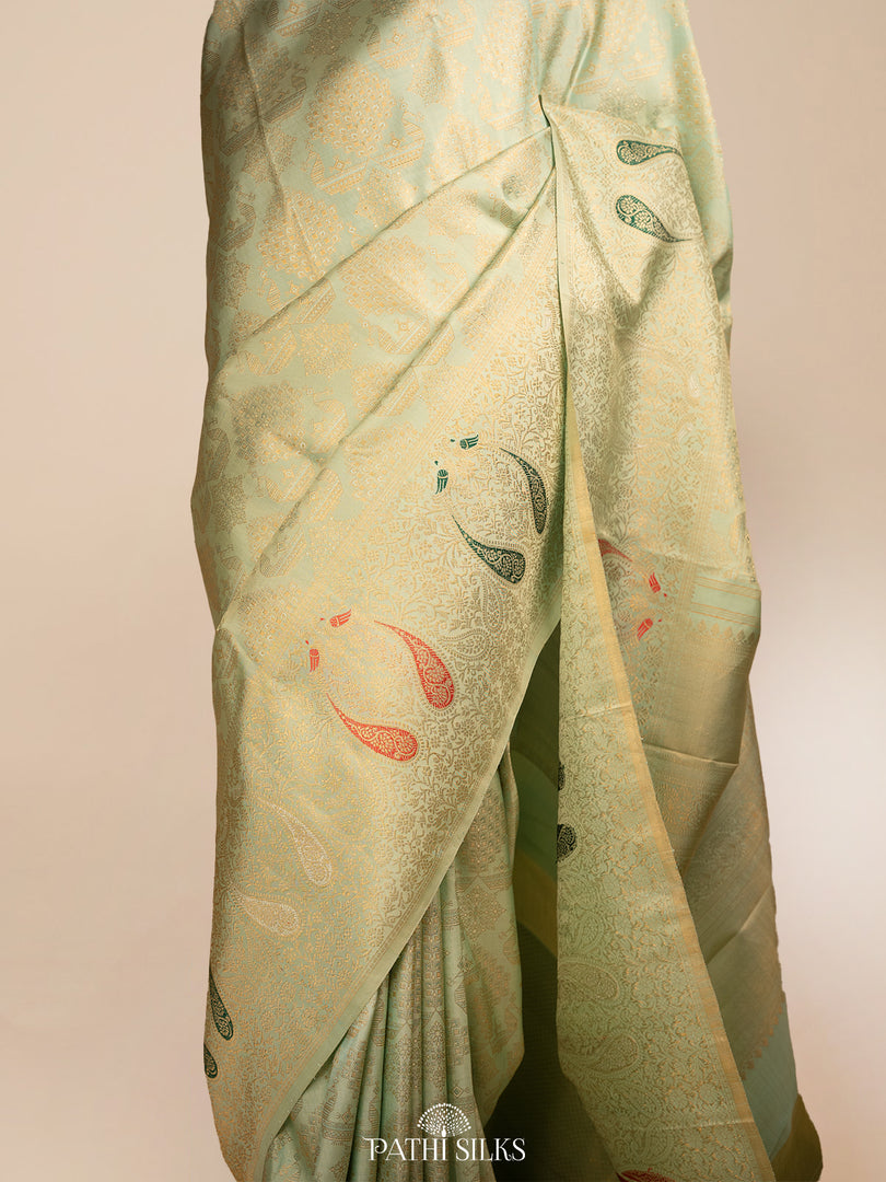 Mint Green Kanjivaram Silk Saree