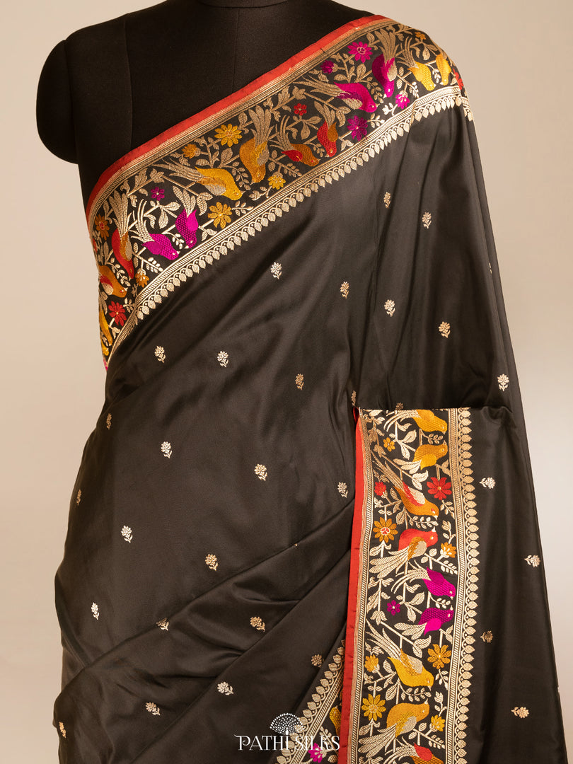 Black banarasi silk saree