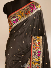 Black banarasi silk saree