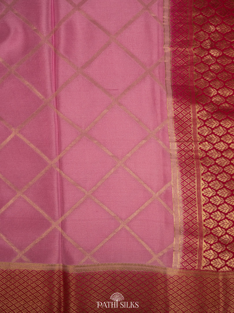 Pink Mysore crepe saree