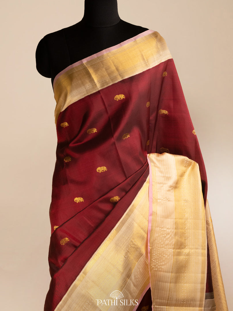 Maroon Kanjivaram Silk Saree