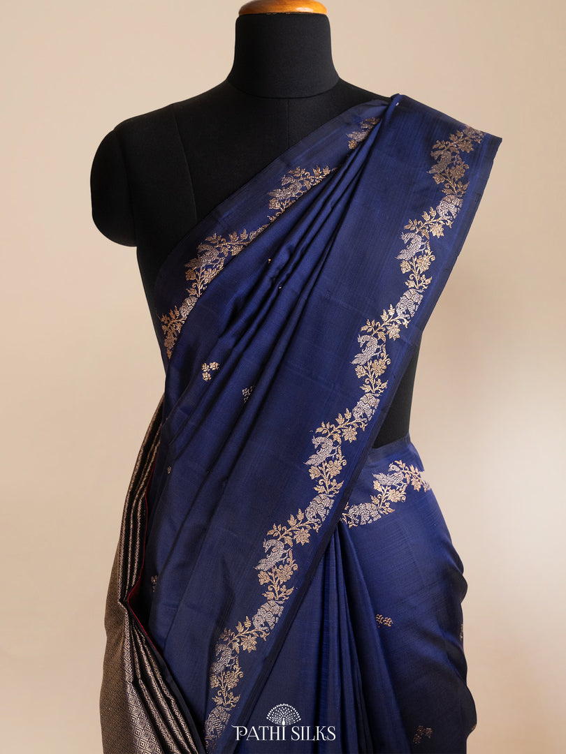 Navy Blue Kanjivaram Silk Saree