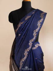 Navy Blue Kanjivaram Silk Saree