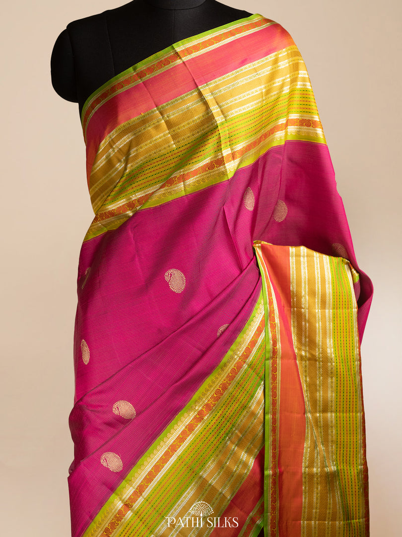 Purple and Green Kanjivaram Silk Saree