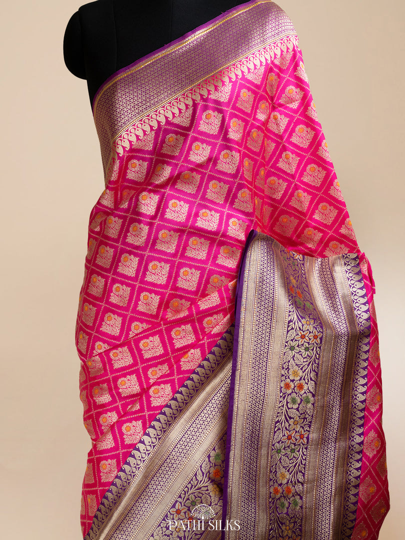 Pink Pichwai Handpainted Kanjivaram Silk Saree