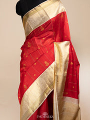 Red kora kanjivaram silk saree