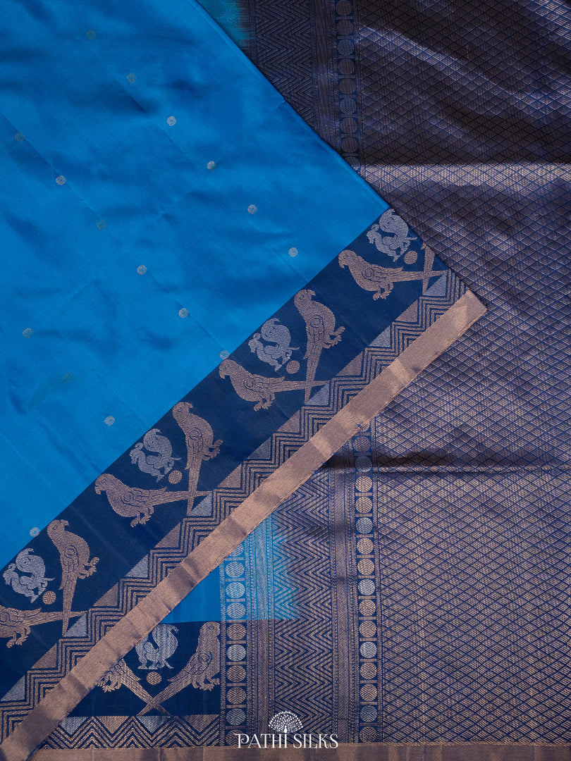 Peacock blue Soft Silk saree