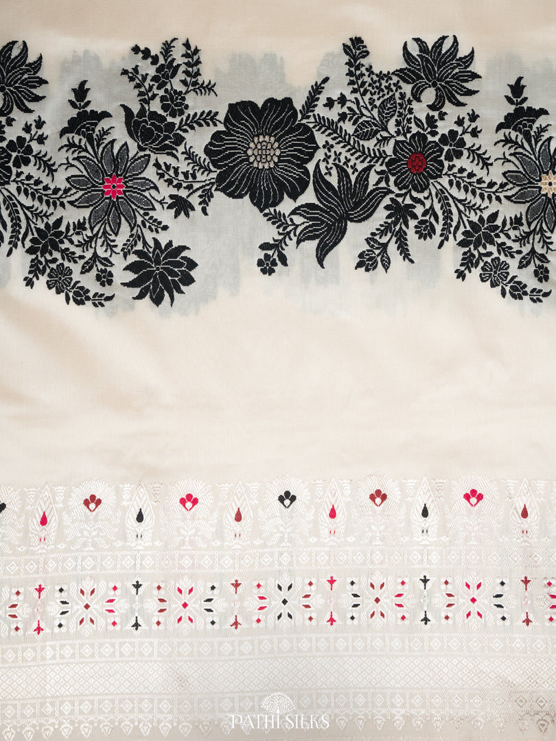 White banarasi silk saree