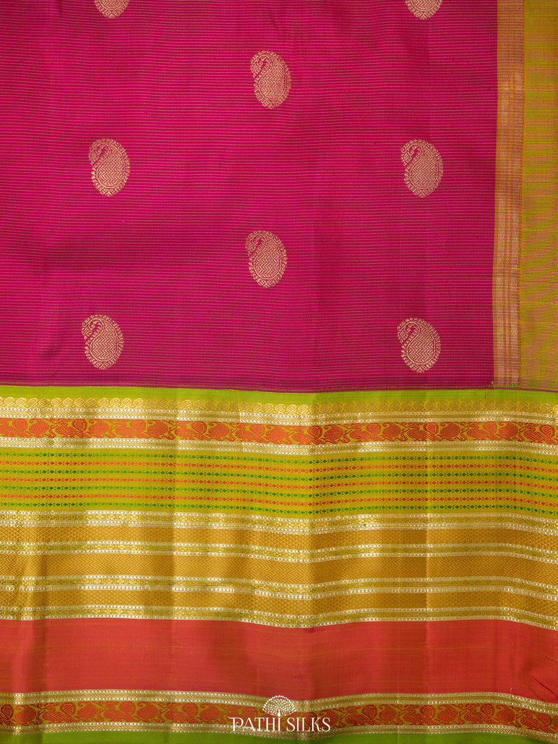 Purple and Green Kanjivaram Silk Saree