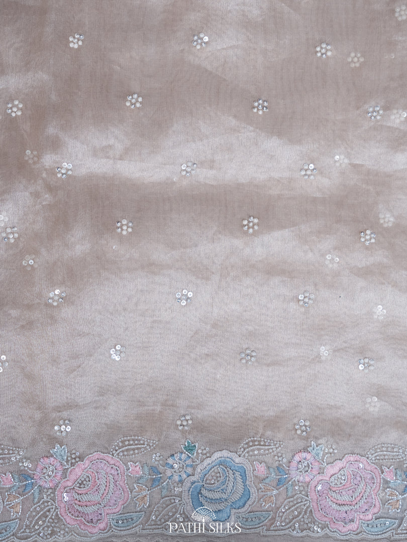 Champagne Gold Tissue Organza saree