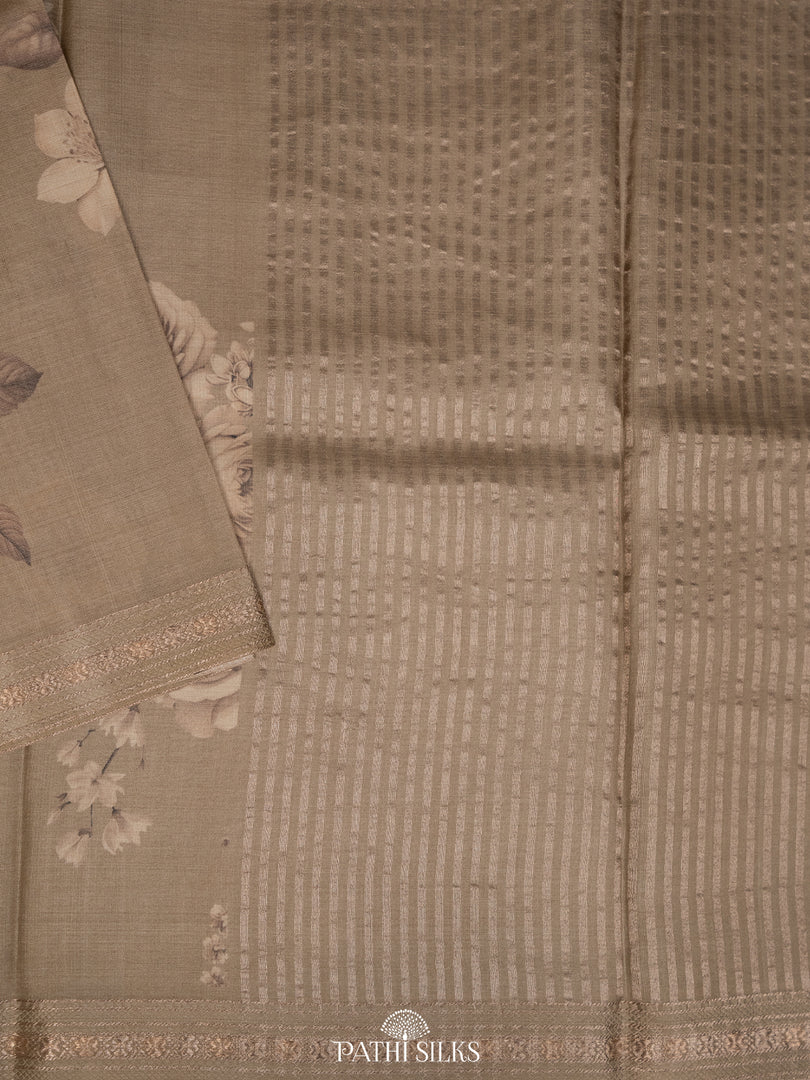 Handwoven printed tussar