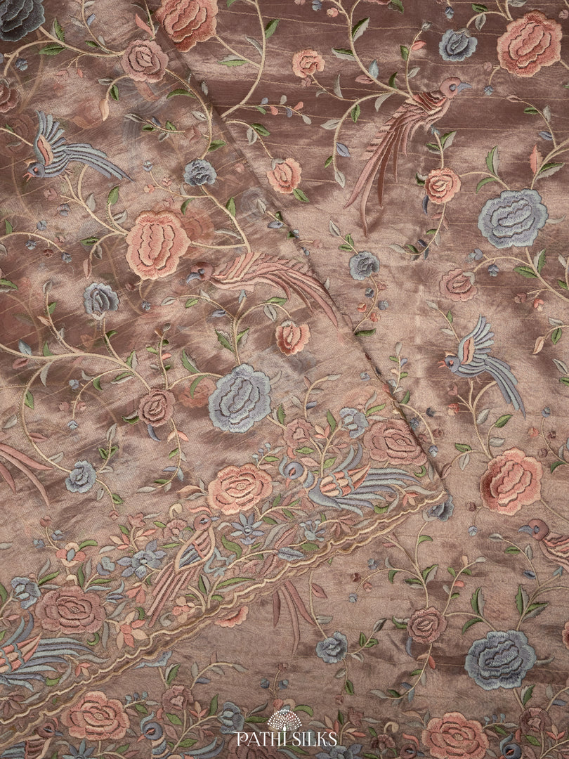 Light Mauve Tissue organza saree