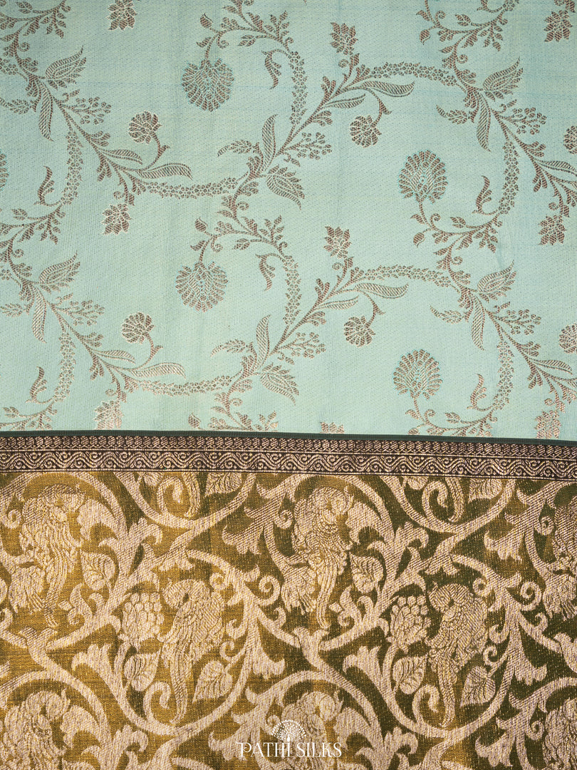 Mint green Kanjivaram Silk Saree