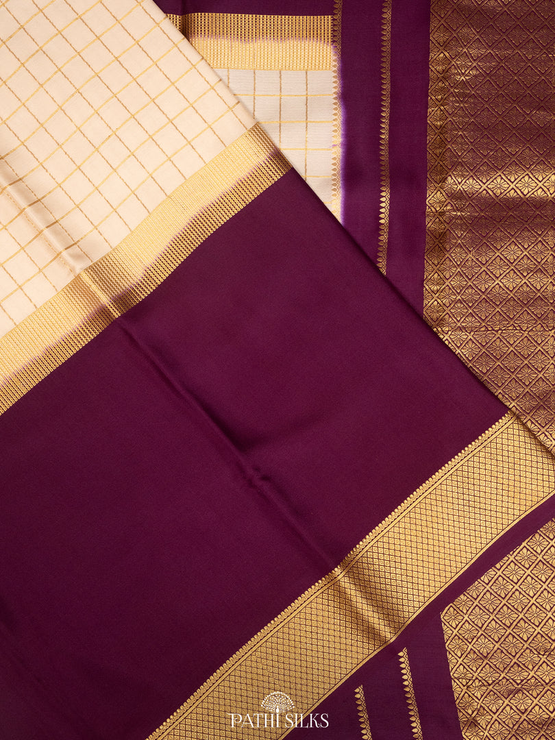Purple Mysore crepe saree