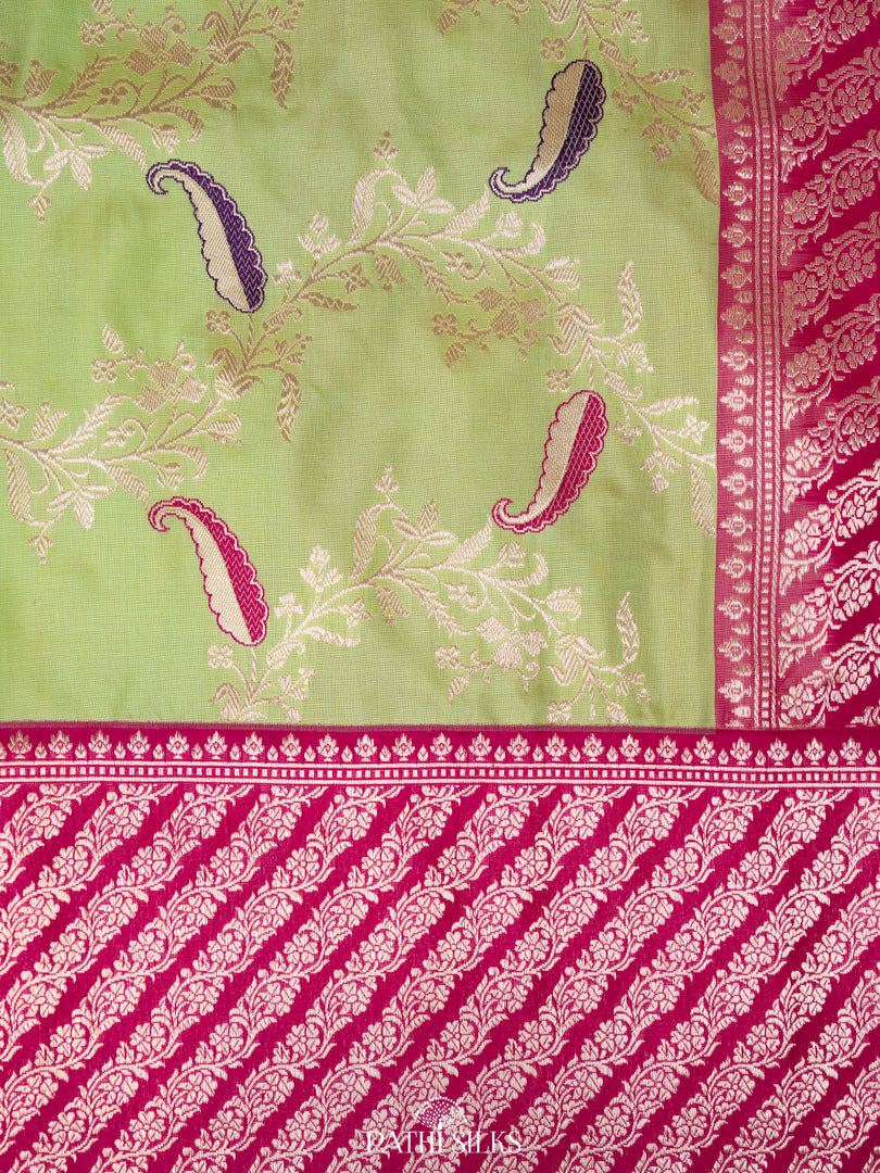 Pista green Banarasi Silk Saree