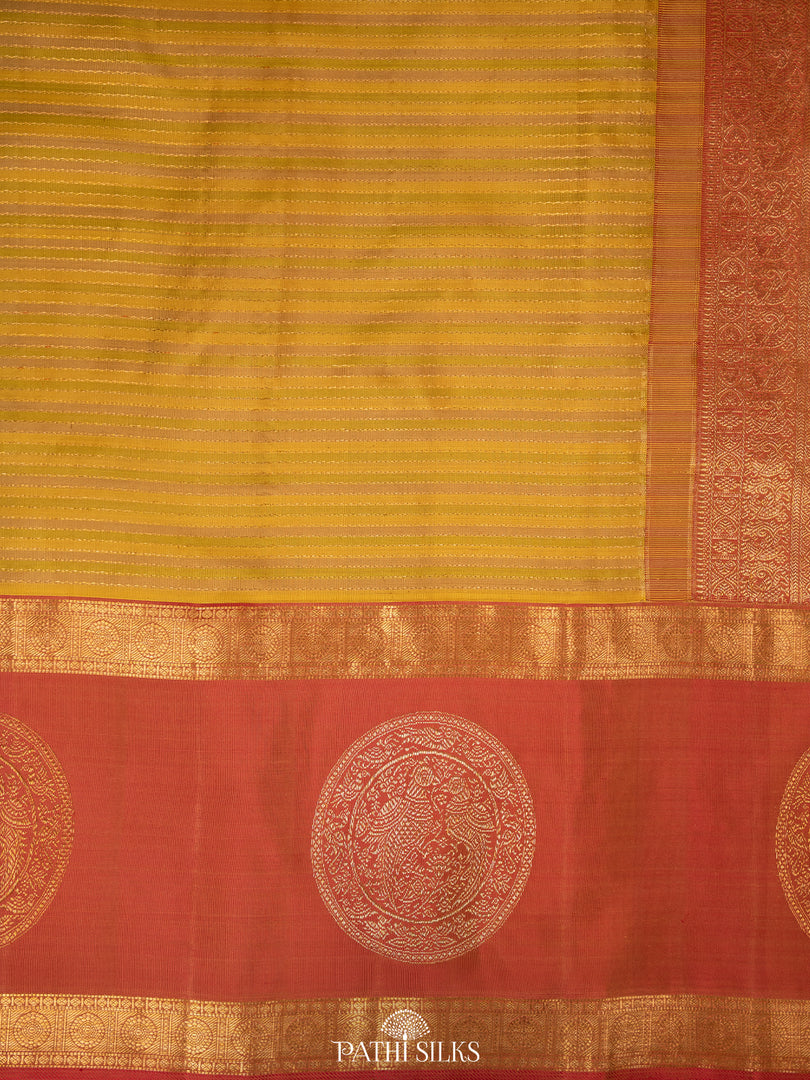 Multicolour Lime green kanjivaram silk saree