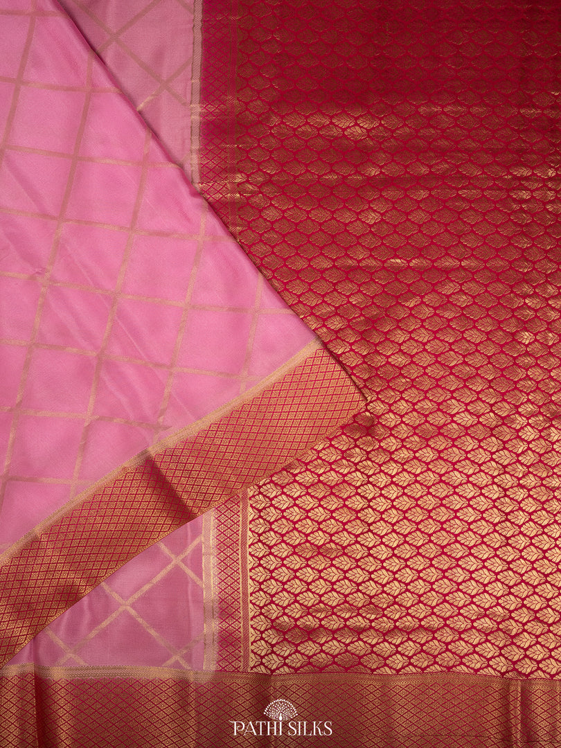 Pink Mysore crepe saree