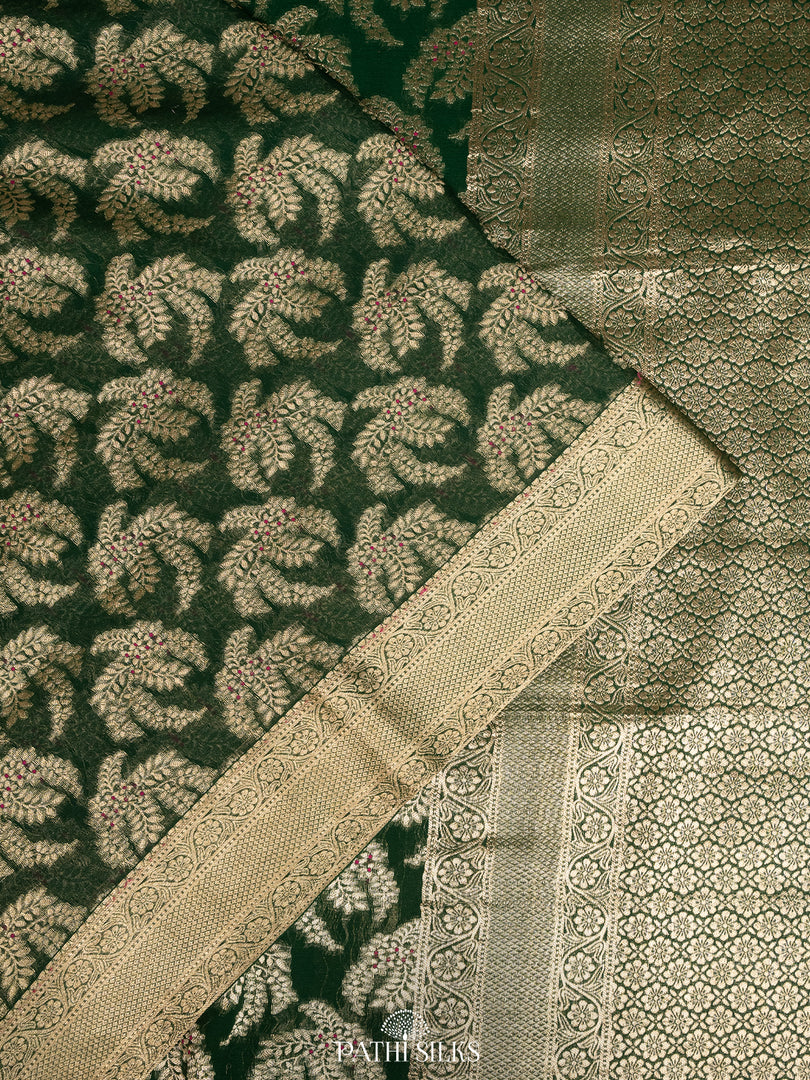 Green georgette saree