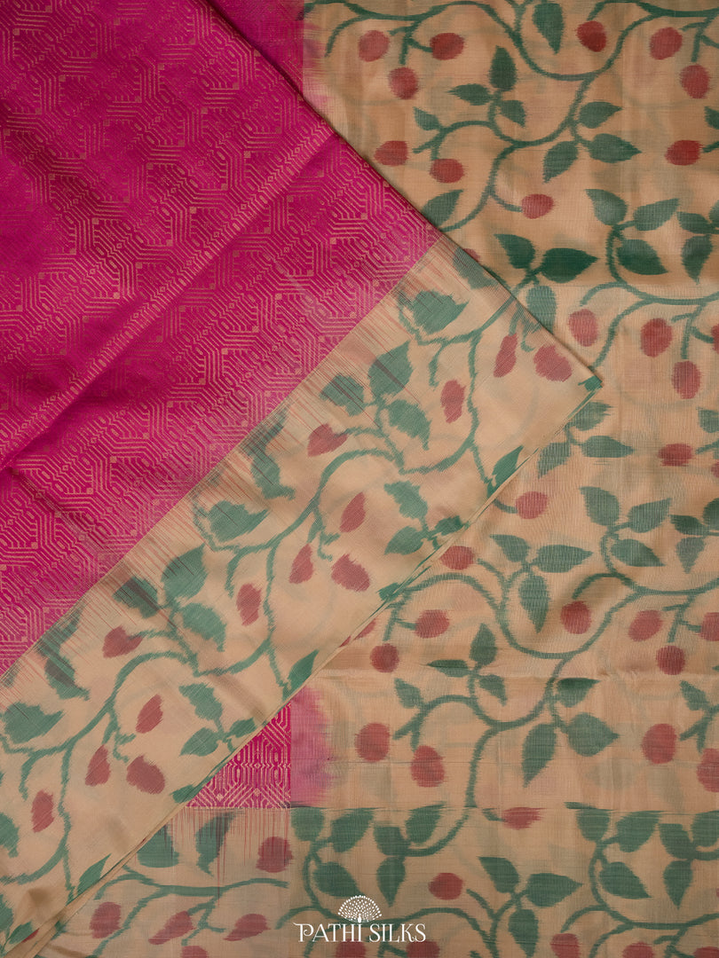 Light pink with off white Soft Silk saree