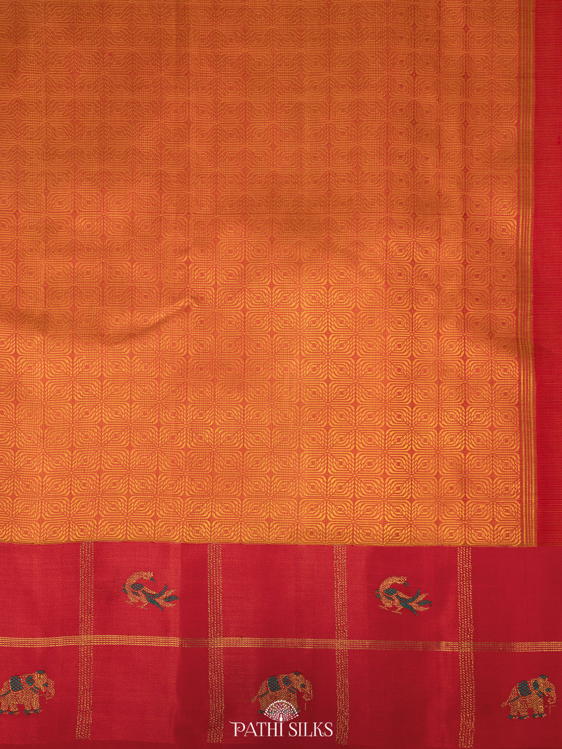 Orange with Rani Pink Kanjivaram silk saree