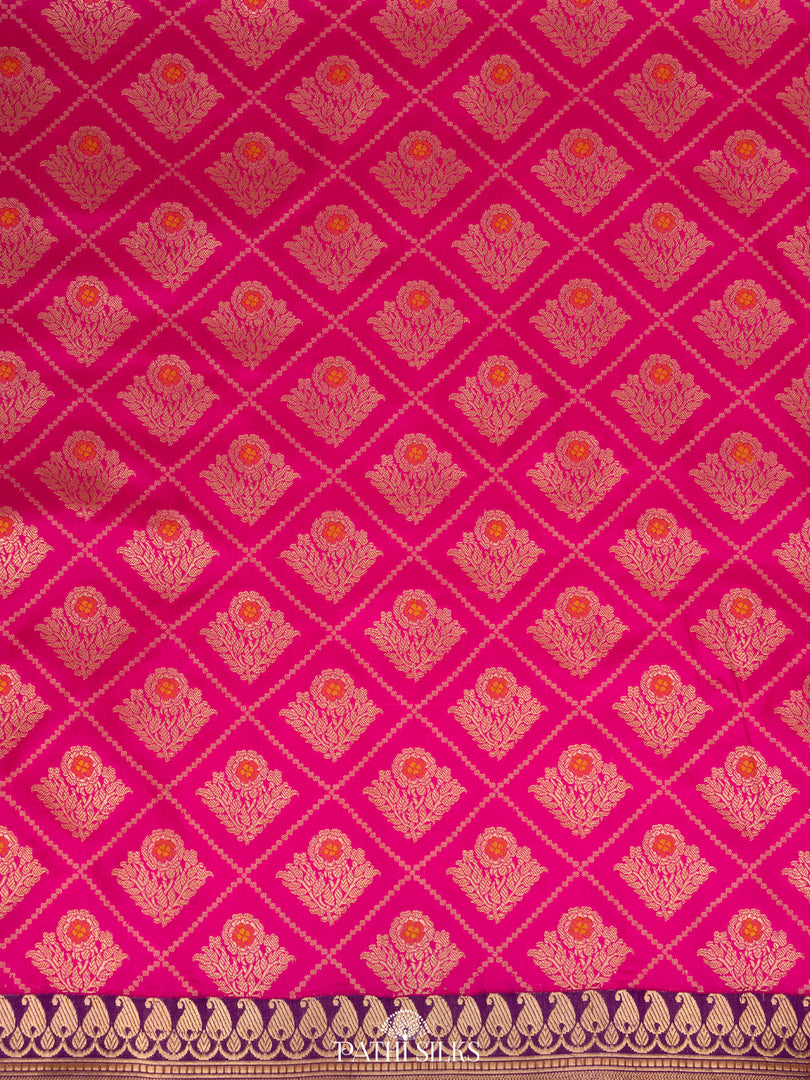 Fuchsia Pink and purple Banarasi silk saree